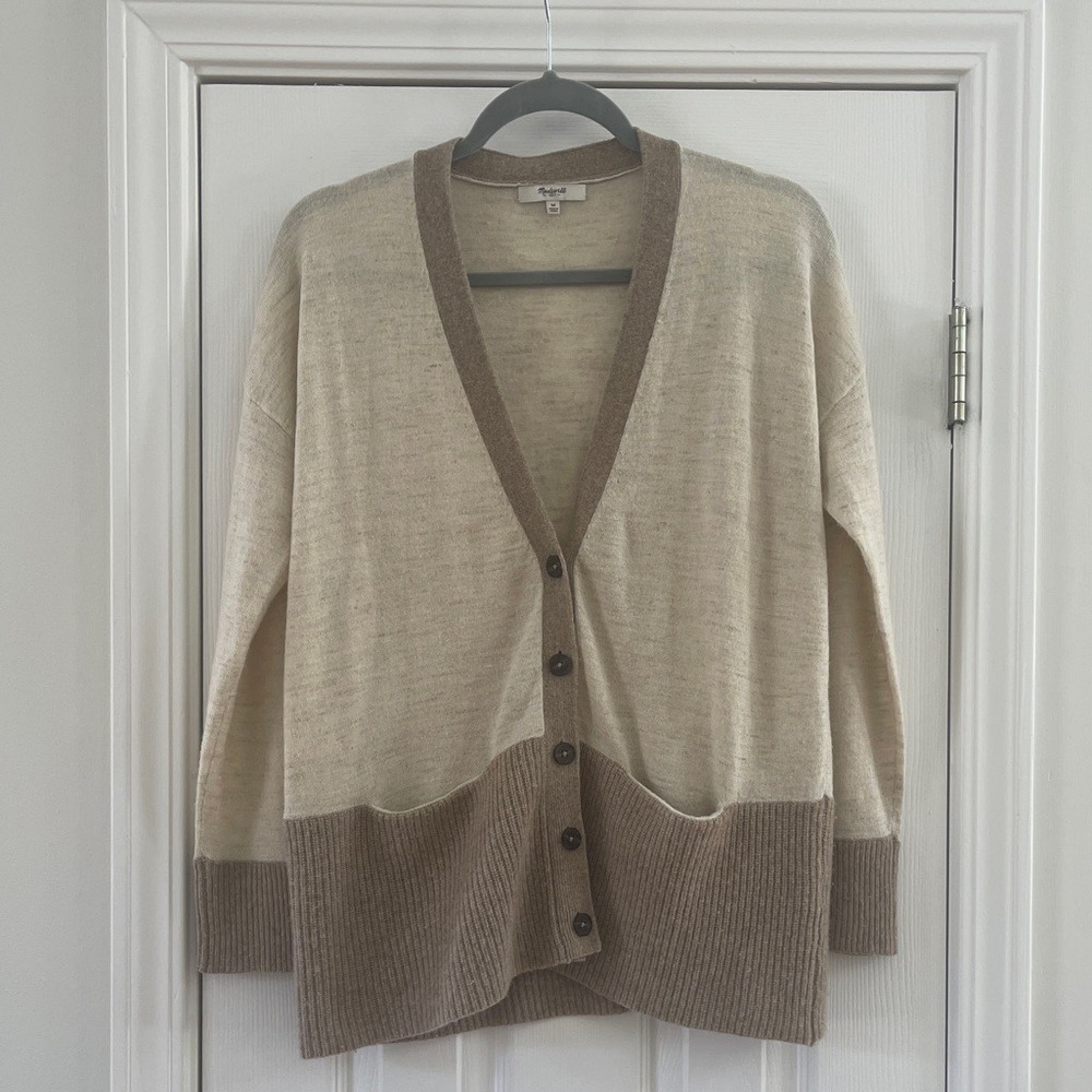 Madewell Two-Tone Button-up Cardigan, size M